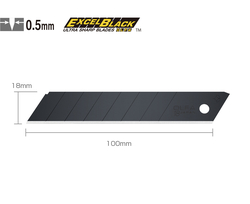 OLFA LBB-50 Excel Black Serisi Extra Keskinleştirilmiş Maket Bıçağı Yedeği 50'li Tüp - Thumbnail
